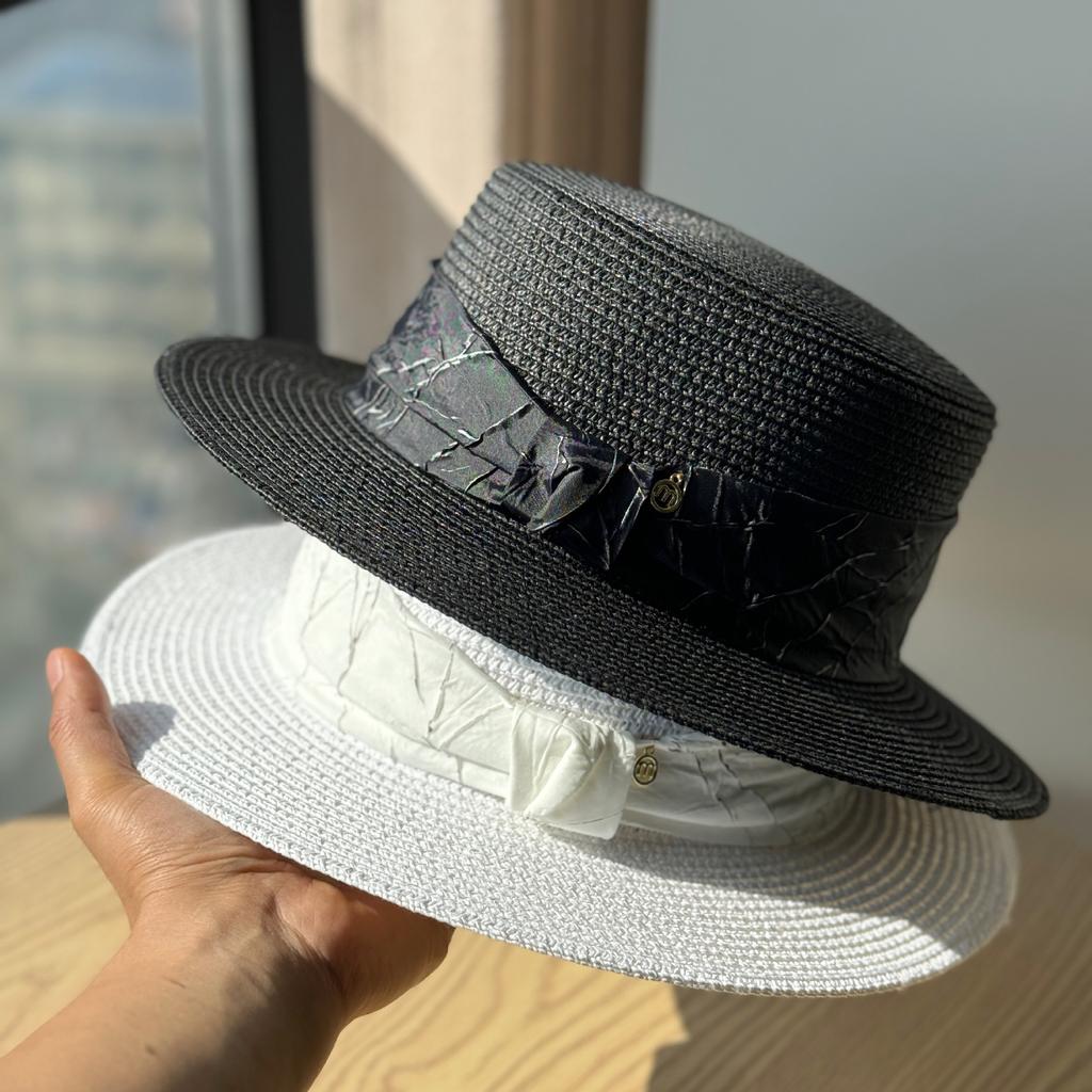 Flat Top Straw Top Hat Women Summer Travel Straw Hat Seaside Vacation Beach Hat