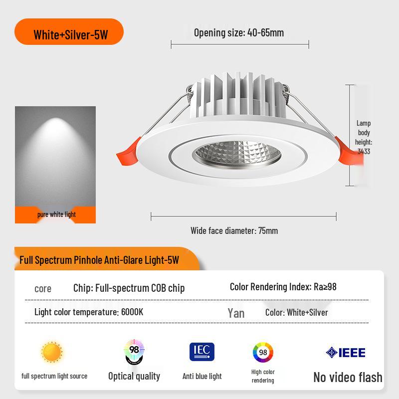 Downlight LED Mic 3W/5W, Gaură 4-6 cm, Spot COB pentru Living & Vitrină Vinuri