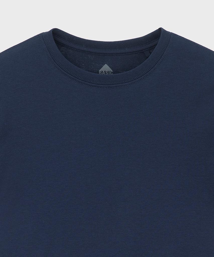 BASIC HOUSE Women'S Round Cropped Short Sleeve T-Shirt Navy Lats0202