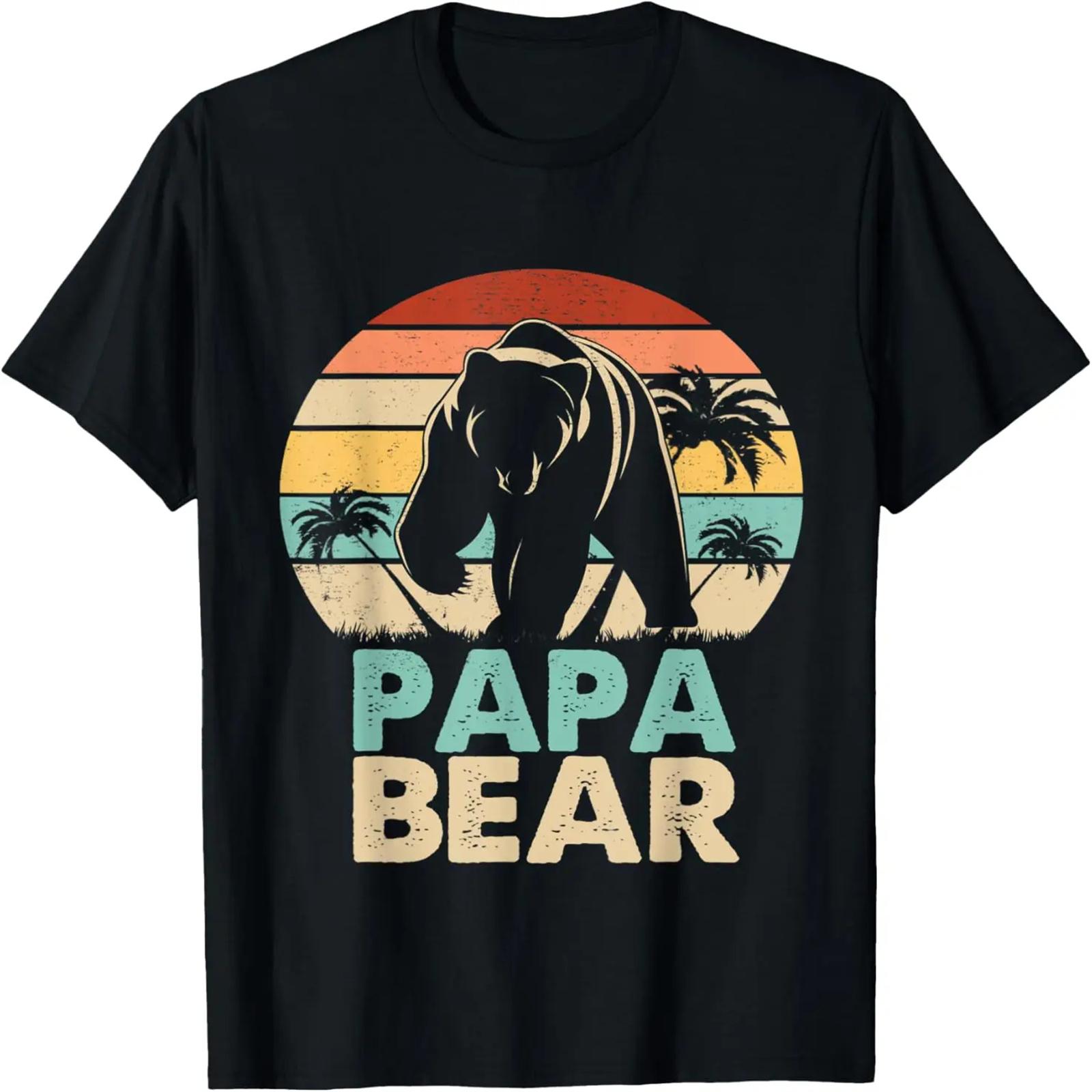 Мужская винтажная футболка на День отца с надписью Papa Bear Family Matching для мужчин, папы S