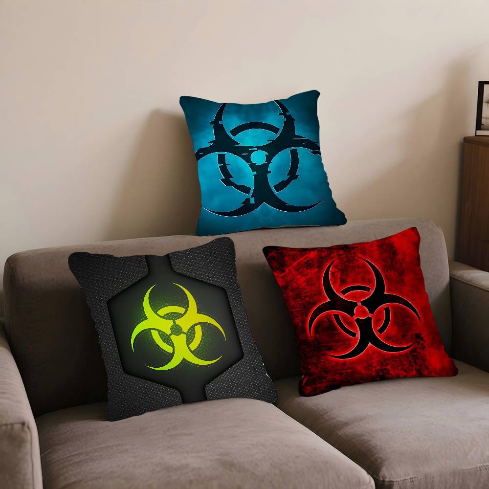 LOGO B-BIOHAZARD Pillow Gift Home Office Decoration Bedroom Sofa Car Cushion Cover Case 45x45