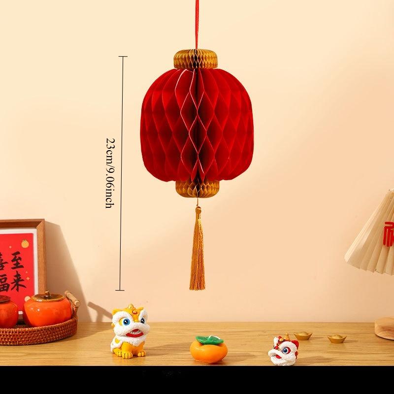 1PC New Year's Decorative Items, Origami Honeycomb Gourd Lantern Holder, Chinese Three-dimensional Spring Pendant