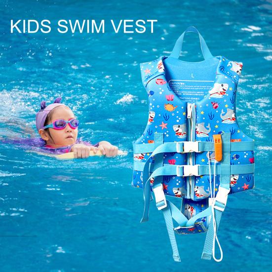 Kids Swim Vest with Emergency Whistle 24-66 Lbs 45759 Old Boys Girls Life Jacket Snorkel Kayaking Boating Drifting Buoyancy Safety