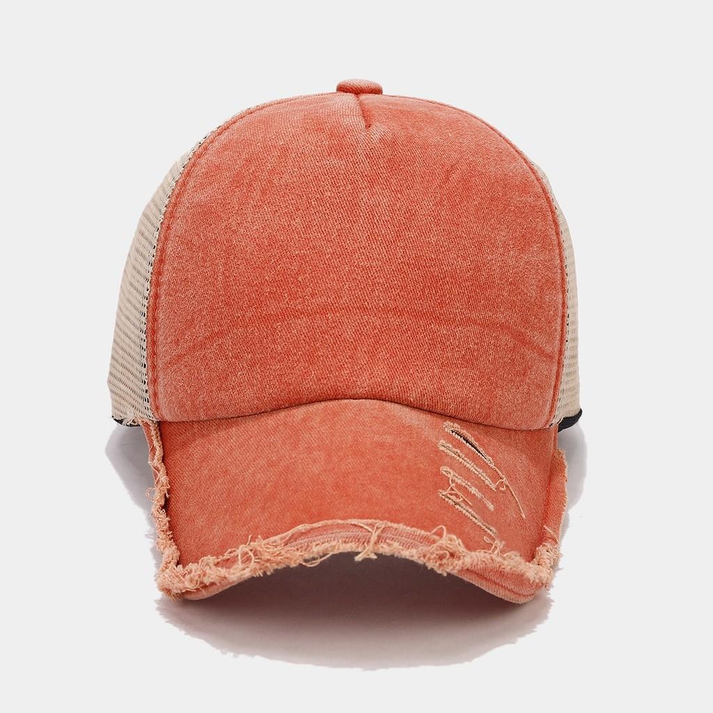 Solid Color Classic Cotton Baseball Cap With Sun Protection For Men Women оранжевый