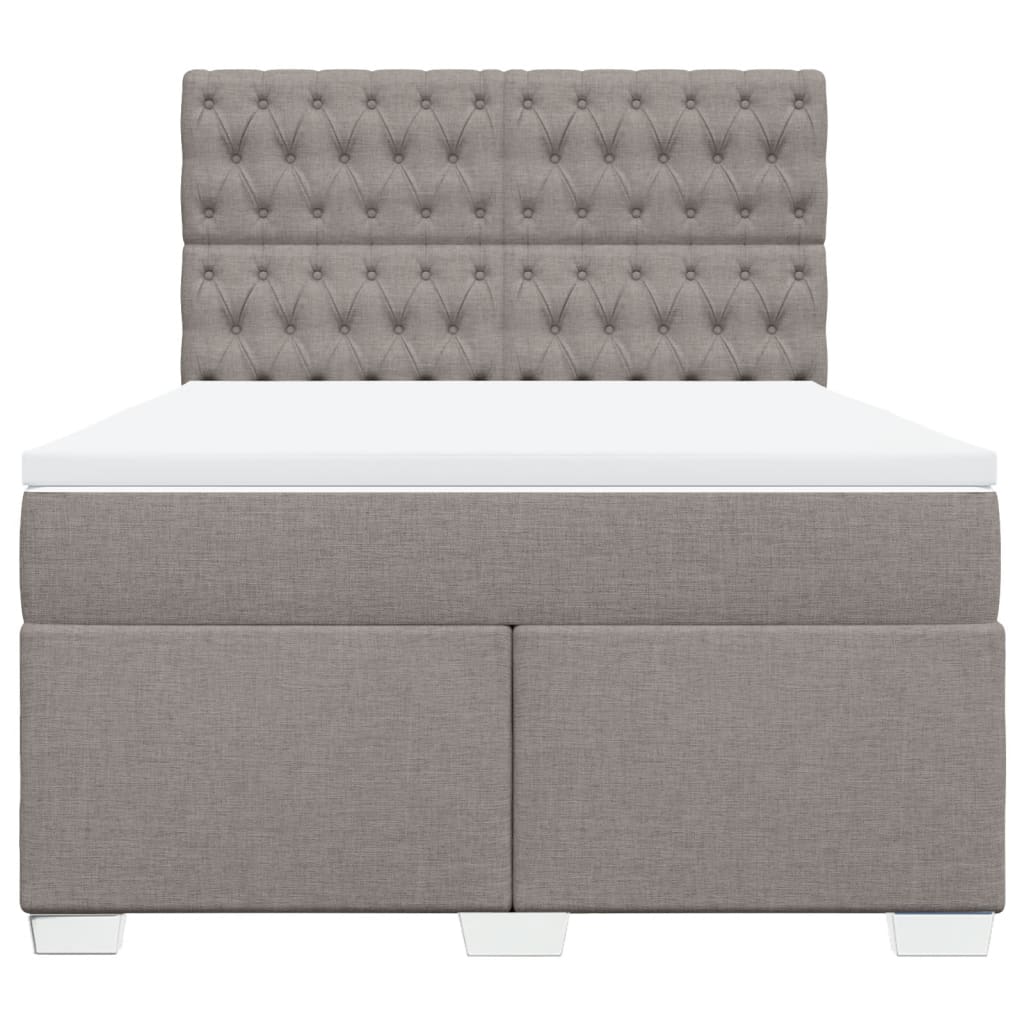Vidaxl Letto Continentale Con Materasso, Taupe, Tessuto, 140X190 Cm