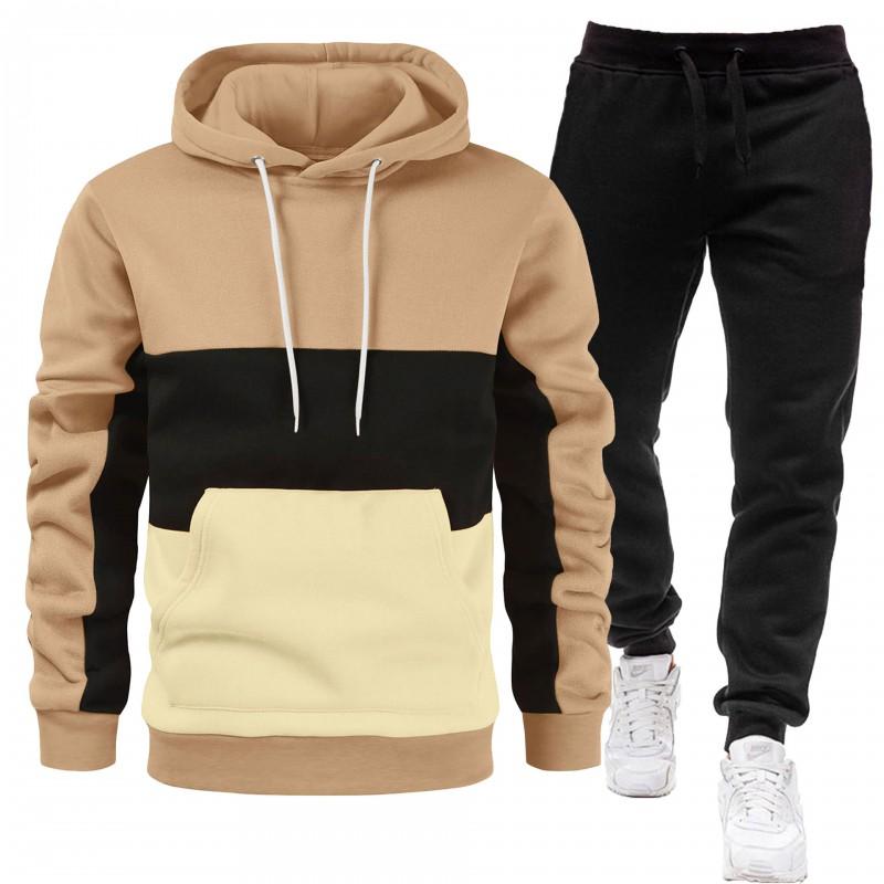 Mens Hoodie Tracksuit 2 Piece Set Casual Sportswear Long Sleeve Sweatshirt Pants Teens