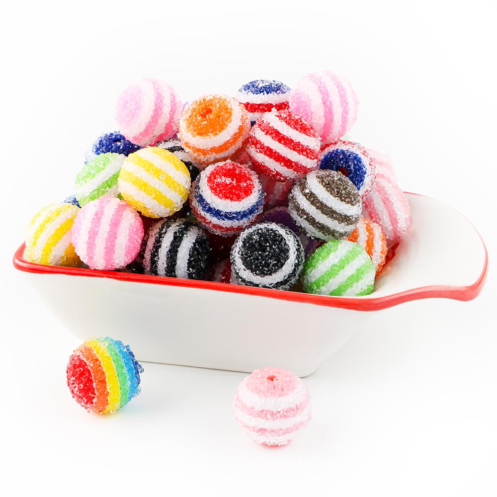 20Pcs Mix Colors 20mm Round Acrylic Beads Loose Rhinestone Bead Sugar Beads For Jewelry Making DIY Handmade Crafts Accessories