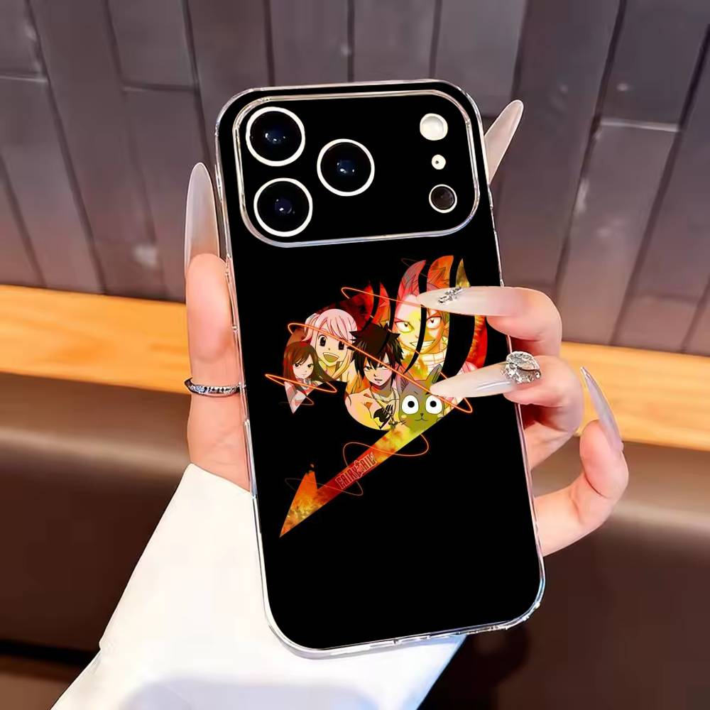 Anime F-Fairys LOGO T-Tail Phone Case For iPhone17,16,15,14,13,12,11 Plus,Pro Max Soft Transparent Cover
