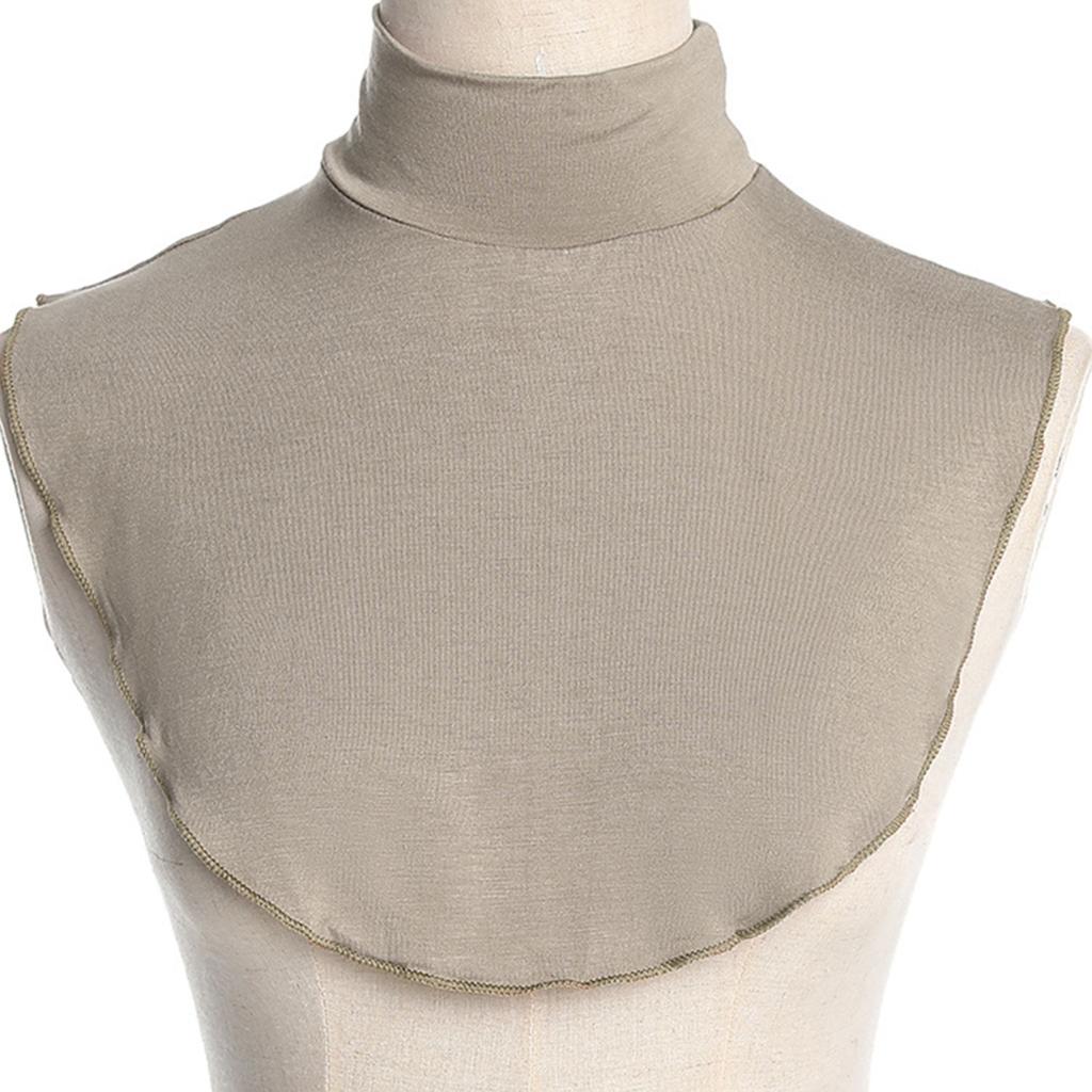 Womens Muslim Modal Turtleneck Fake Collar Islamic Hijab Extensions Solid Color Mock Neck Cover Half Top Detachable Hijab Neck W