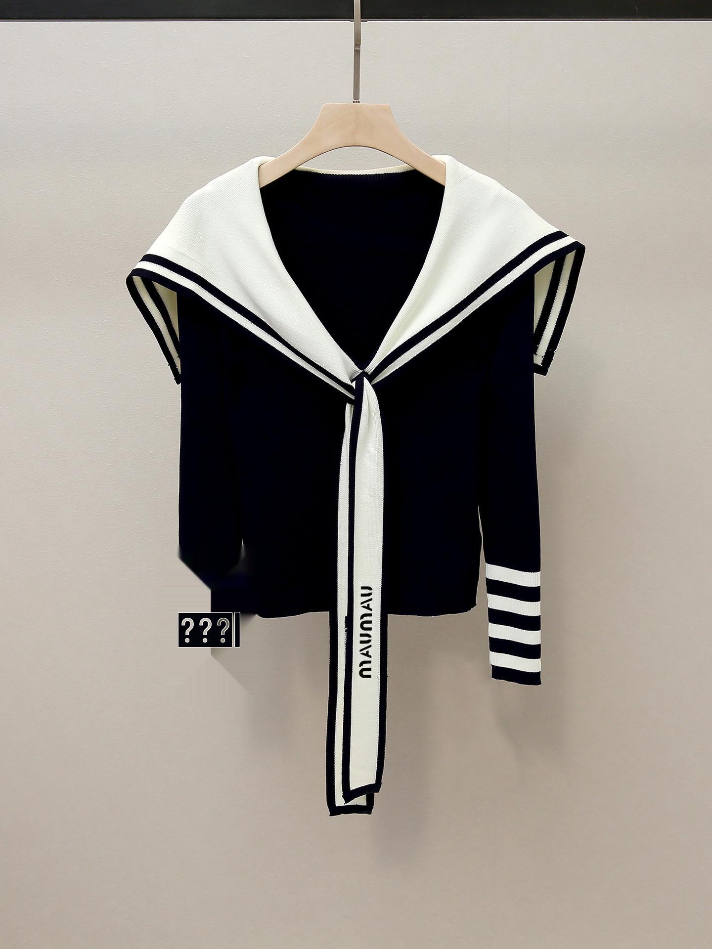 

Женский осенний приталенный свитер в стиле преппи, цветной блок, темно-синий воротник, вязаный Small темно-синий