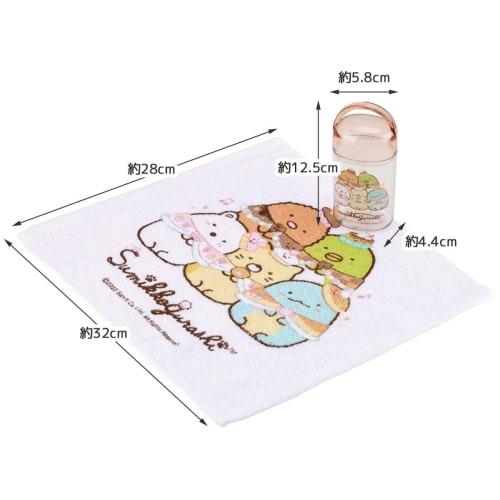 Skater Hand Towel Set with Case for Kids, Made In Japan, Sumikkogurashi Sweets Shop (OA5AG-A)
