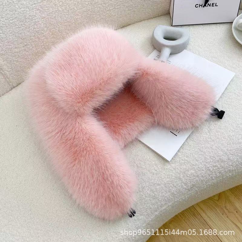 Женская шапка из искусственного лисьего меха, утолщенная, теплая, ветрозащитная, шапка из искусственного лисьего меха, зимняя шапка для снега, шапка с защитой ушей, мужская Unlined розовый