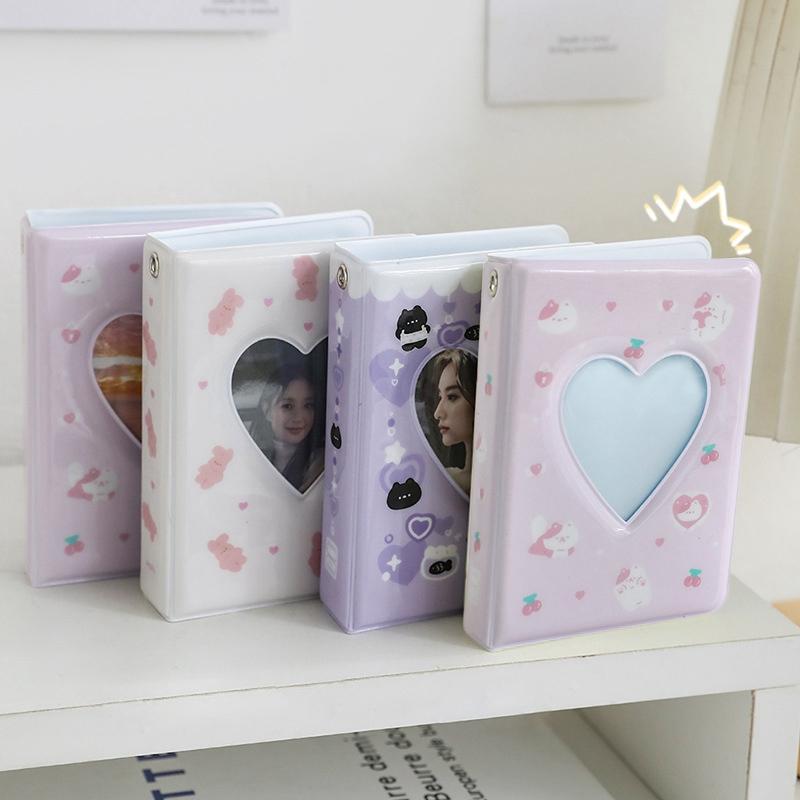 3-Inch Kpop Photocards Holder Mini Hollow Heart Photo Album Binder Idol Card Collect Book Korea Style Picture Protector