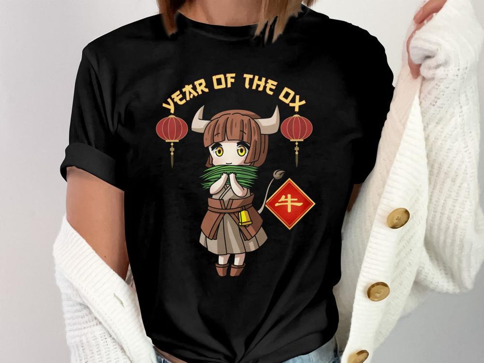 Chinese New Year Ox Zodiac TShirt, Lunar New Year Cute Cartoon Ox Tee, Year Of The Ox TShirt, Zodiac Animal TShirt Gift 4XL