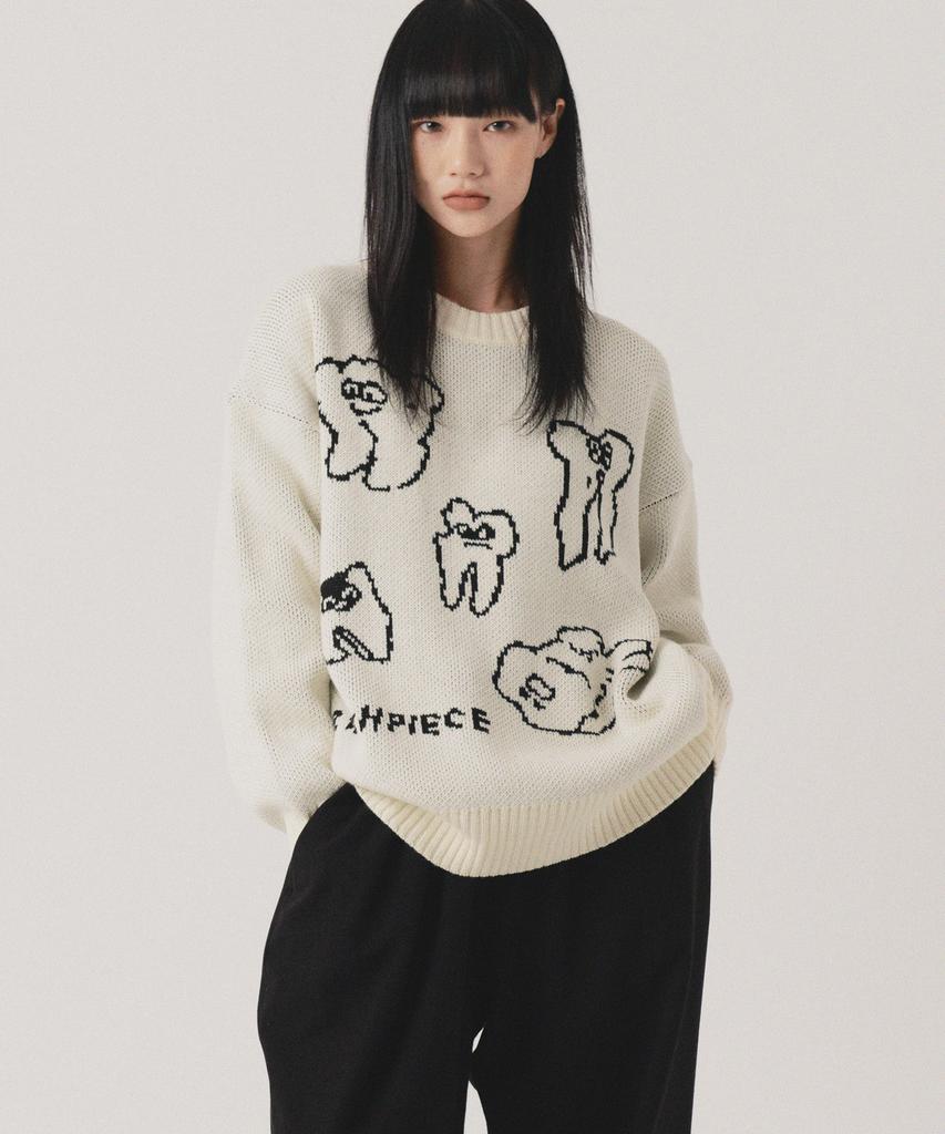 PEACE MAKER Teeth Knit Sweater (Ivory)