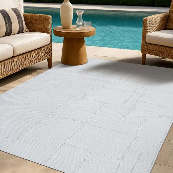 Tapis salon aspect jute blanc ivoire 190x290