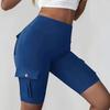 Women's Breathable Butt Lifting Yoga Shorts with Button Pockets Spring Summer Slim Fitness Shorts