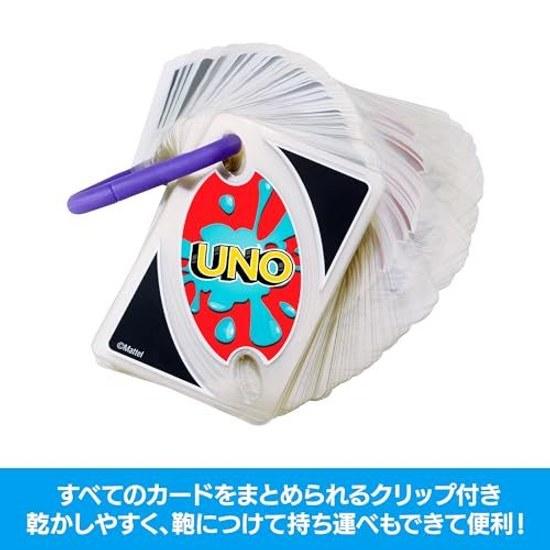 Mattel Game UNO Splash Water-resistant Party Goods Card 108 Cards 2-10 Players Ages 7 Up Red DHW42