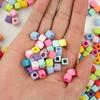 100-Pack Acrylic Square Beads: Solid Color, Large Hole for DIY Colorful Beading Projects