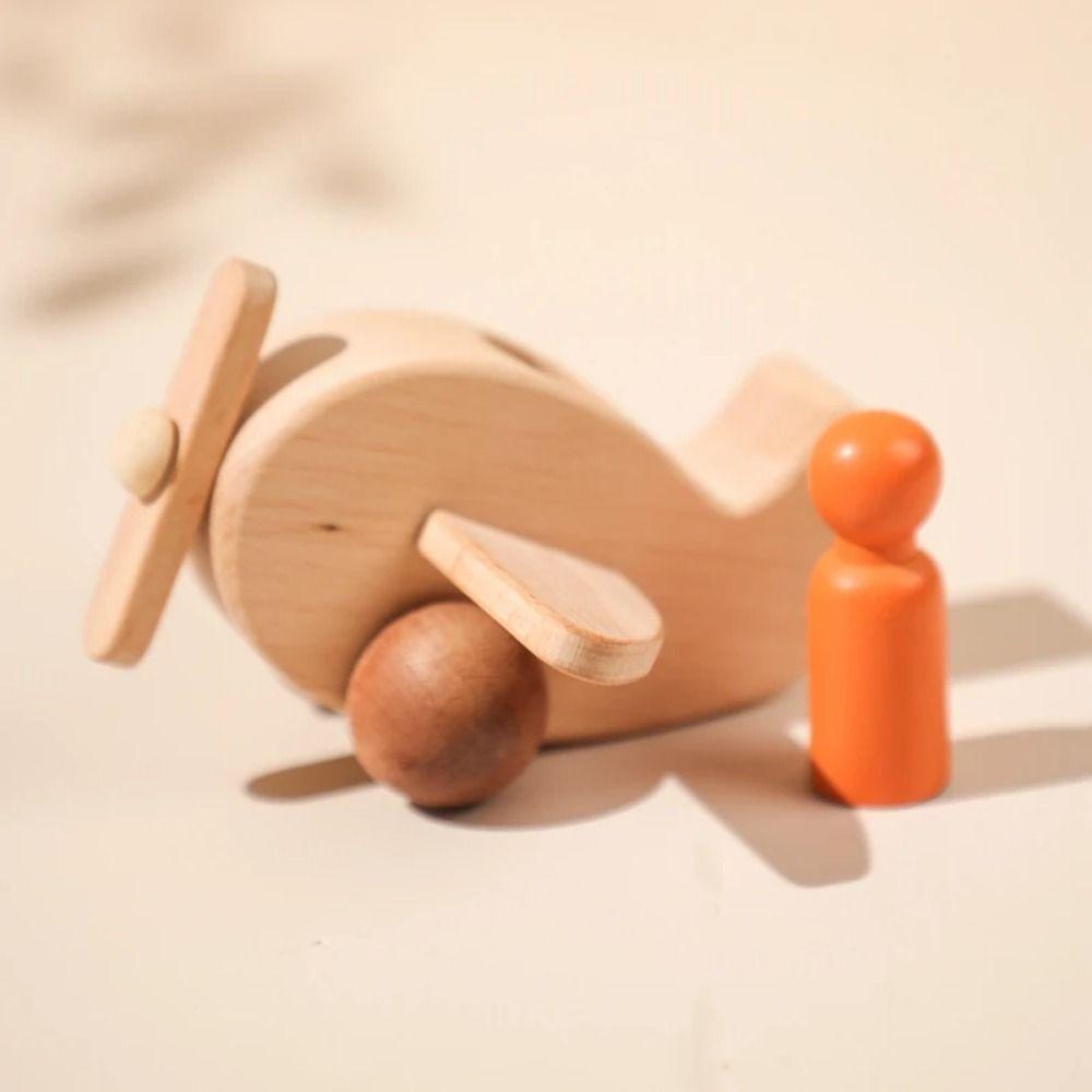 Wooden Aircraft Beech Figures Detachable Aircraft Montessori Toys  Kid Toy