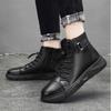 Fashion 2024 Men's High Top Motorcycle Boots Fashion Black Leather Boots New Outdoor Waterproof Platform Boot Men Boots Luxury Designer