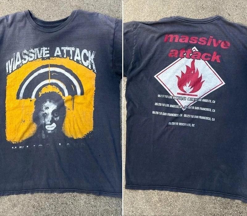 Massive Attack Heligoland Tour 2 sided Black T shirt Retro tee Unisex S-5XL XXL