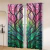 2pcs Floral Stained Glass Window Curtains   Room Darkening   Polyester   Holiday Decor   Home Decor   Rod Pocket Curtains