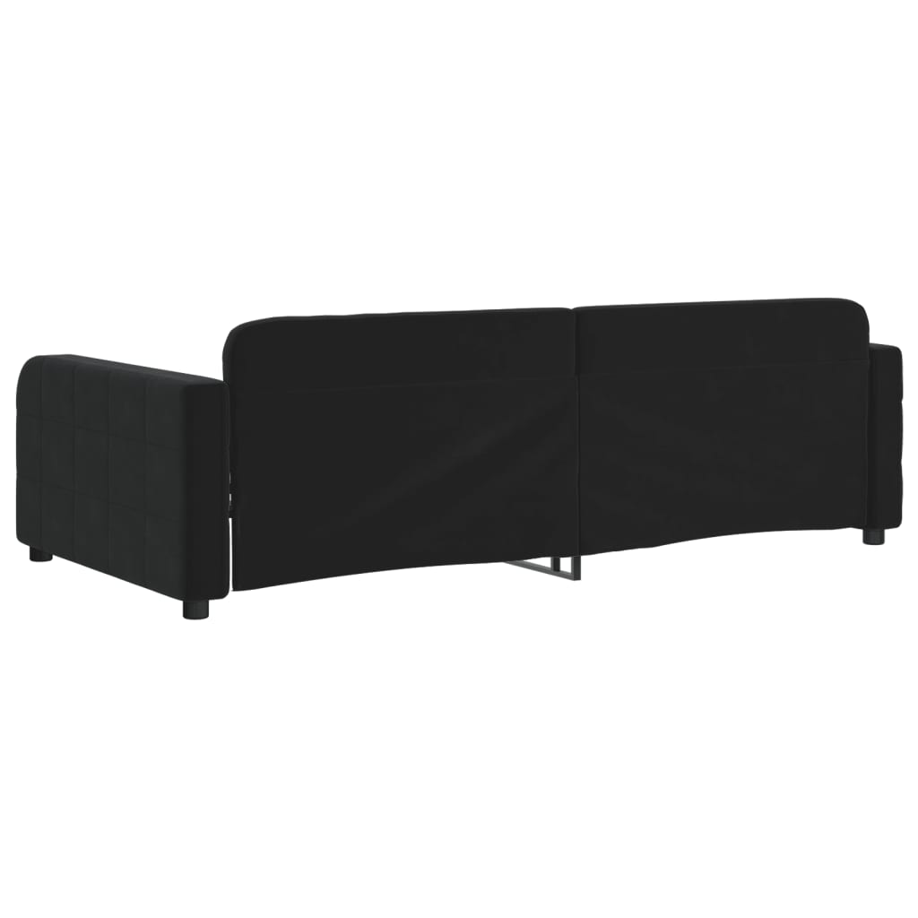 Vidaxl Sofa with Sleeping Function, Black, 90X200 Cm, Upholstered In Velvet