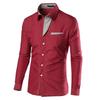 Camicia da Uomo Elegante a Maniche Lunghe a Righe, Vestibilità Slim Fit, Color Block, Quattro Colori A20