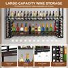 Wall Mounted 2 Tier Wine Rack Simple Type With Light 59.06x21.65x11.81inch For Bar Restaurant Indoor for Kitchen Dining Room Bar