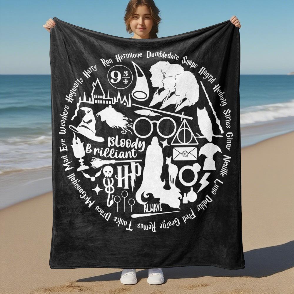 1pc Hogwarts Harry Potter Outdoor Flannel Throw Blanket All Season Soft Warmth,Home Decor 1031086