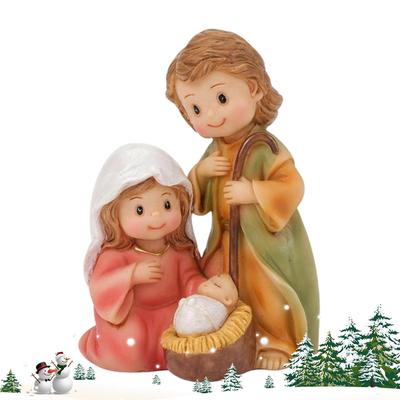 Holy Family Statue Small Resin Christmas Birth Of Jesus Sculpture Desktop Birth Of Jesus Statue For Bookcase Window Sill