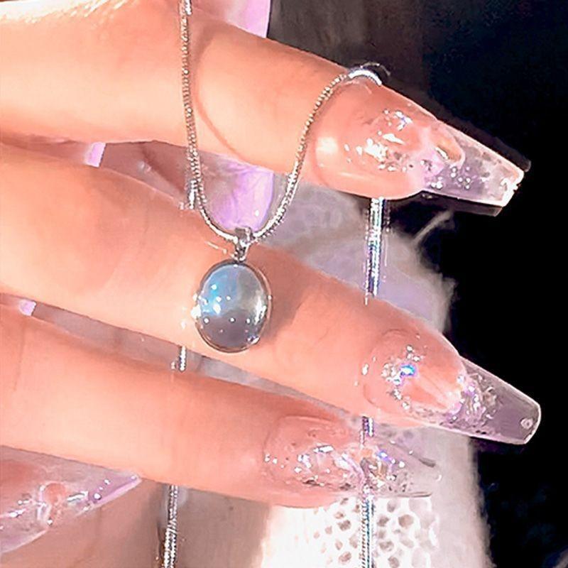 iF ME Jednoduchý přívěsek náhrdelník modrý bílý černý měsíční kámen řetízek choker pro ženy šperky doplňky