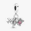 New Sterling Silver Rose Girl Boy Pink Sparkle Spacer Clip bead For Original  Bracelet Charm Jewelry For Women
