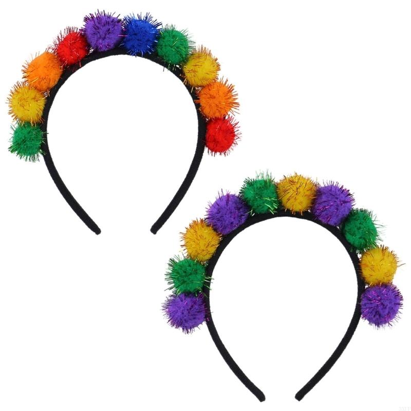 Colorful Mardi Gras Headband Features Green Yellow Colorful Charm Headwear for Prom and Party Comfortable