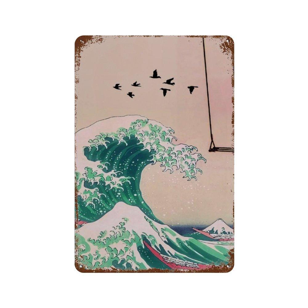 Vintage Japan Art Metal Tin Sign Yayoi Kusama Poster Plaque Katsushika Hokusai Wall Art for Room Club Man Cave Bar Home Decor