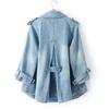 Women Denim Cape Coat Female Jacket Autumn Double Breasted Jackets Lady Windbreaker