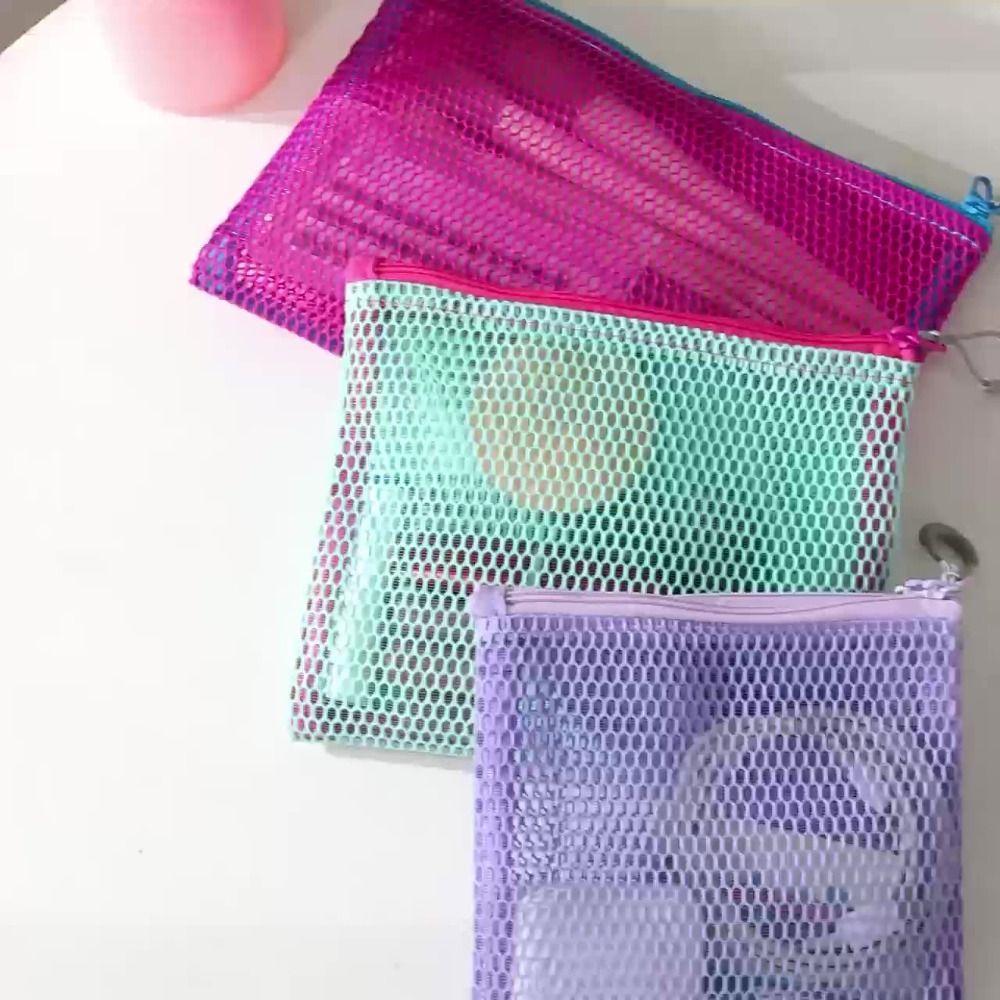 Visible Makeup Zipper Pouch Wear-proof Portable Coin Purse Colorful Mesh Storage Bag  Travel Use