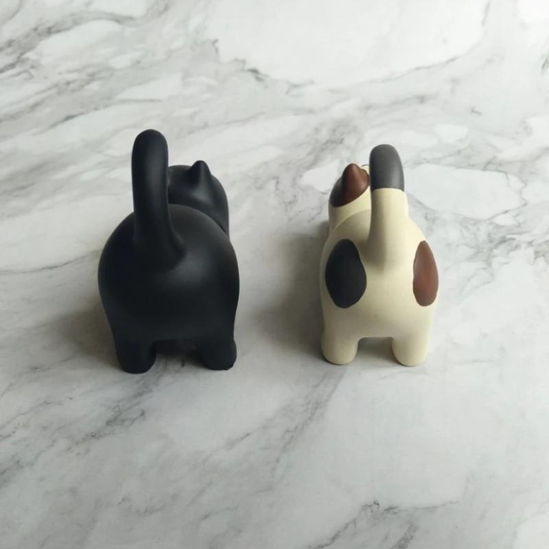 Cute Cat Resin Phone Holder – Lazy Bracket Desktop & Car Stand, Mini Portable Multi-Functional