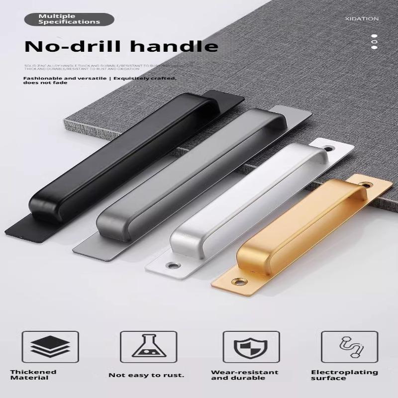 Alüminyum Alaşım Deliksiz Kulplu Cam Sürgülü Kapı Pencere Çekmece Dolap İt-Çek Banyo Çıkartması Kapı Kulpları