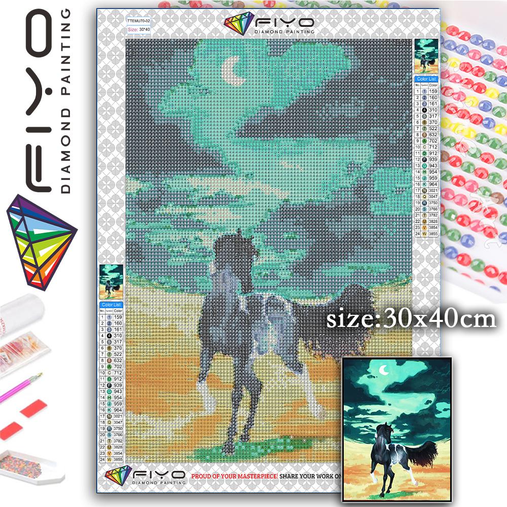 Kit Pittura Diamante 5D Per Bambini - Cavallo Colorato - Fai Da Te Con Diamanti Rotondi - Tela 30x25 Cm - Ricamo Mosaico - Decorazione Cameretta