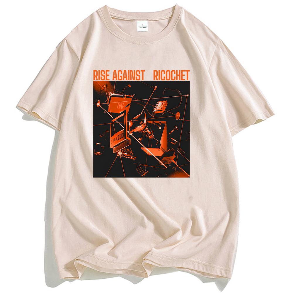 Ricochet Album Cover T-Shirt RISE AGAINST Rock Band Tshirts Casual Short Sleeve Male T Shirt Unisex Hip Hop Streetwear Men Tees