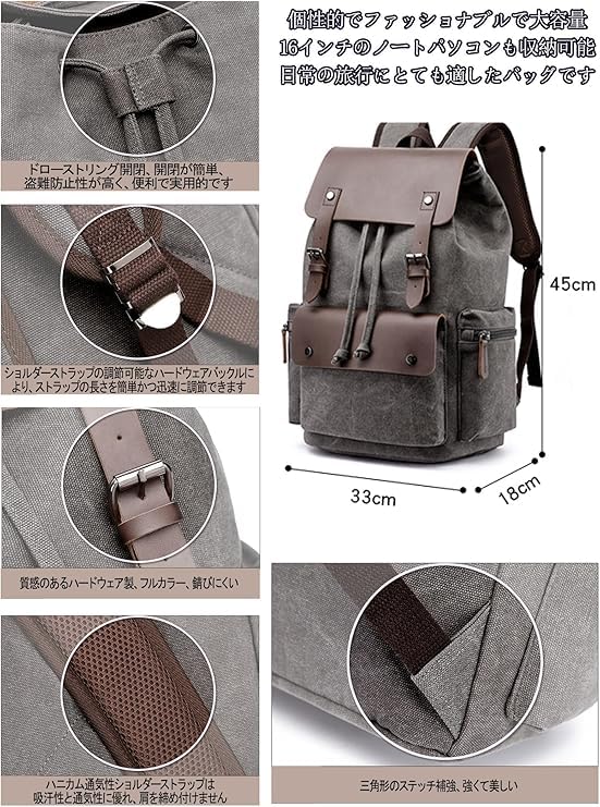 LeafIn Business Square Canvas Backpack with Large Perfect for Business and Men's Backpack, Handles, Capacity, School, Commuting, Trips,