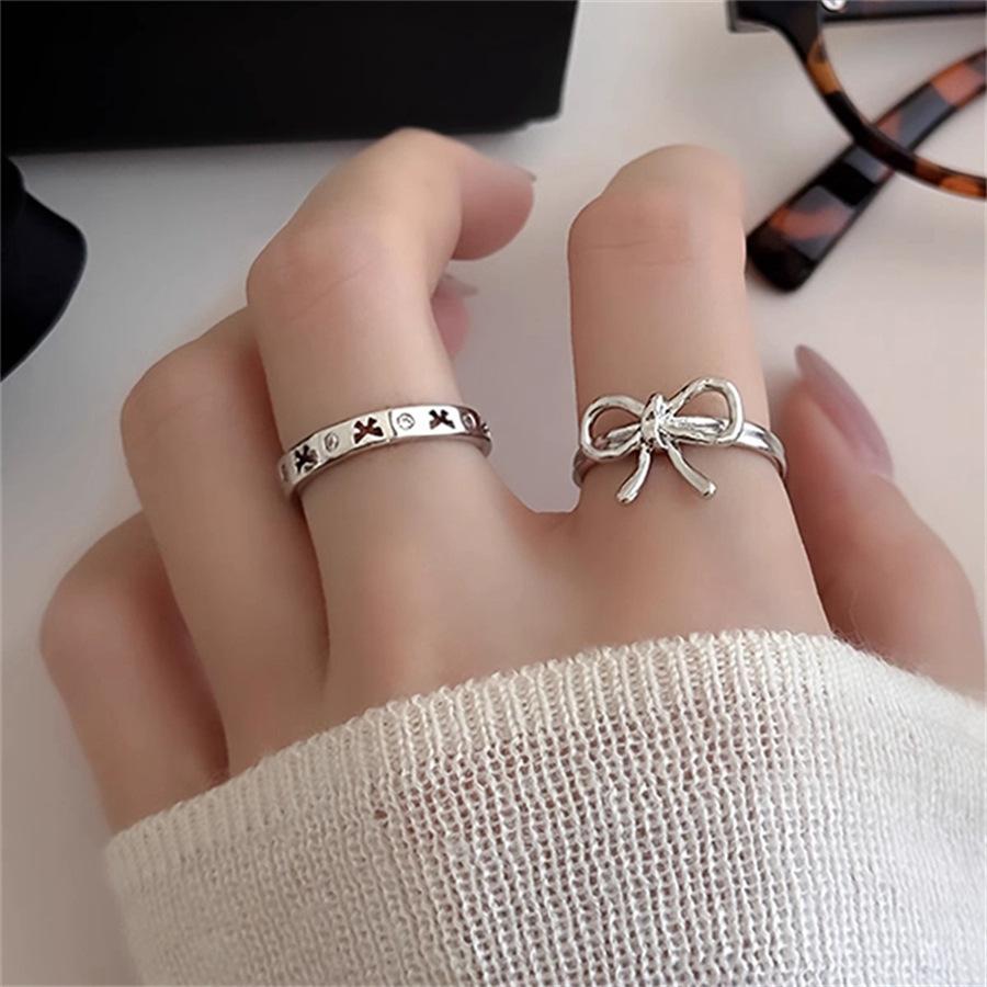 Metal irregular bow ring cold wind open index finger ring personalized simple ring