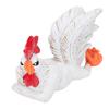 White Rooster Statue Enchanting Posture Table Art Sculpture Funny Lying Down Rooster Figurine Decoration Animal Table