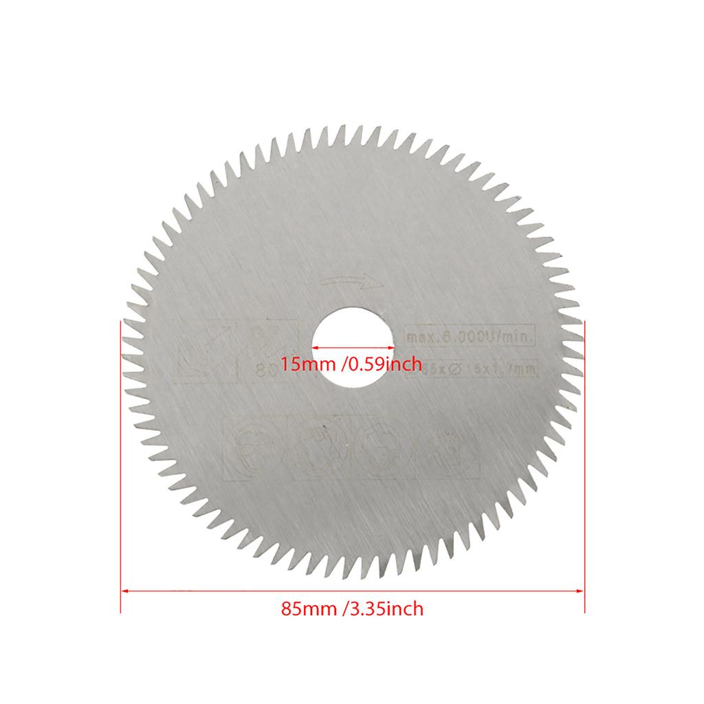 5Pcs Saw Cutting Blade Disc Outer Diameter 85mm Inner Diameter 15mm Mini Carbide Circular Saw Blade for Cutting Tool