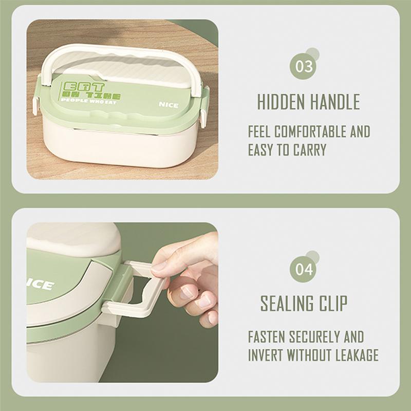 Pudełko na lunch ze stali nierdzewnej 304 dla uczniów i pracowników biurowych, przenośne pudełko na lunch o dużej pojemności ze sztućcami