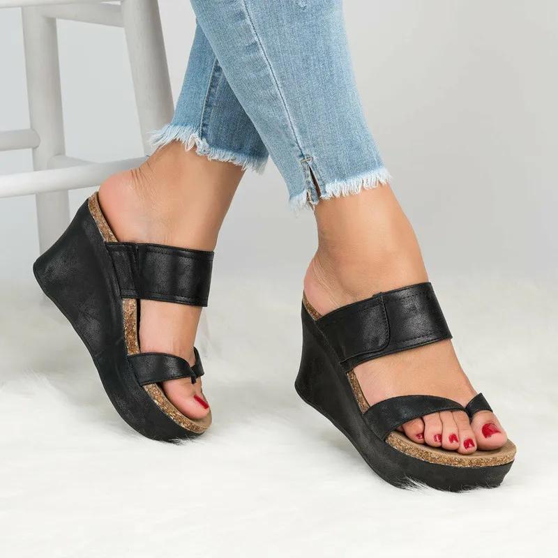 Damen Sandalen Neue Keilschuhe Damen Sommer Sandalen Keilabsätze Flip Flops Femme Übergröße High Heels Sandalen