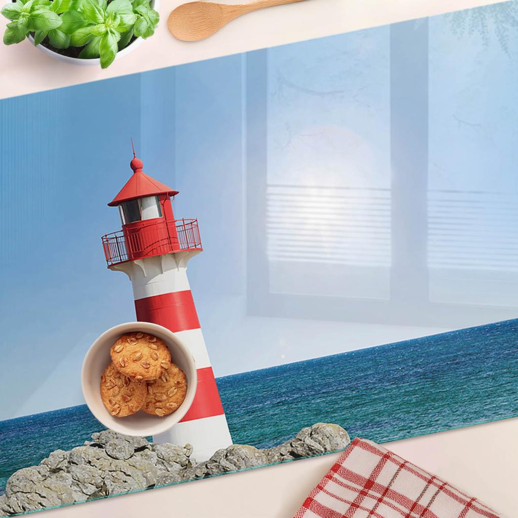 Decorative Glass Chopping and Serving Board Lighthouse 80x52 Cm