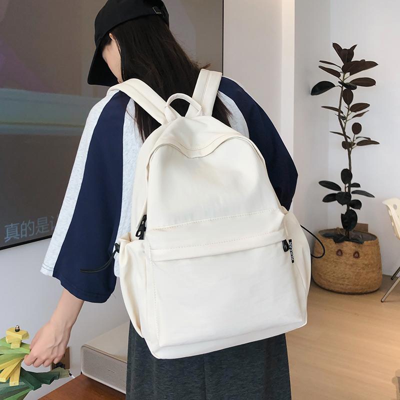 Lightweight Travel Backpack Women Large Capacity Backpack Solid Color Student Schoolbag